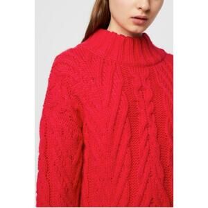 FRENCH CONNECTION Alpaca Wool Blend Sweater Chunky Cable Barberry NWT Medium